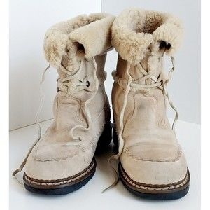 Vintage Blondo Genuine Shearling Waterproof Brown Boots Womens 7 B Canada 11944